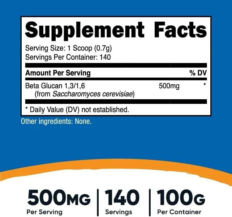 NUTRICOST - Nutricost Beta Glucan Powder 100Gr. - The Red Vitamin MX - Suplementos Alimenticios - {{ shop.shopifyCountryName }}