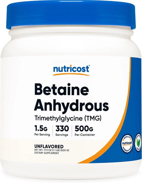 NUTRICOST - Nutricost Betaine Anhydrous Trimethylglycine TMG 500Gr. - The Red Vitamin MX - Suplementos Alimenticios - {{ shop.shopifyCountryName }}