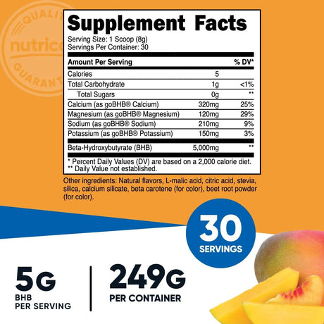 NUTRICOST - Nutricost BHB Salts Drink Mix Peach Mango Flavored 30 Servicios 249Gr. - The Red Vitamin MX - Suplementos Alimenticios - {{ shop.shopifyCountryName }}