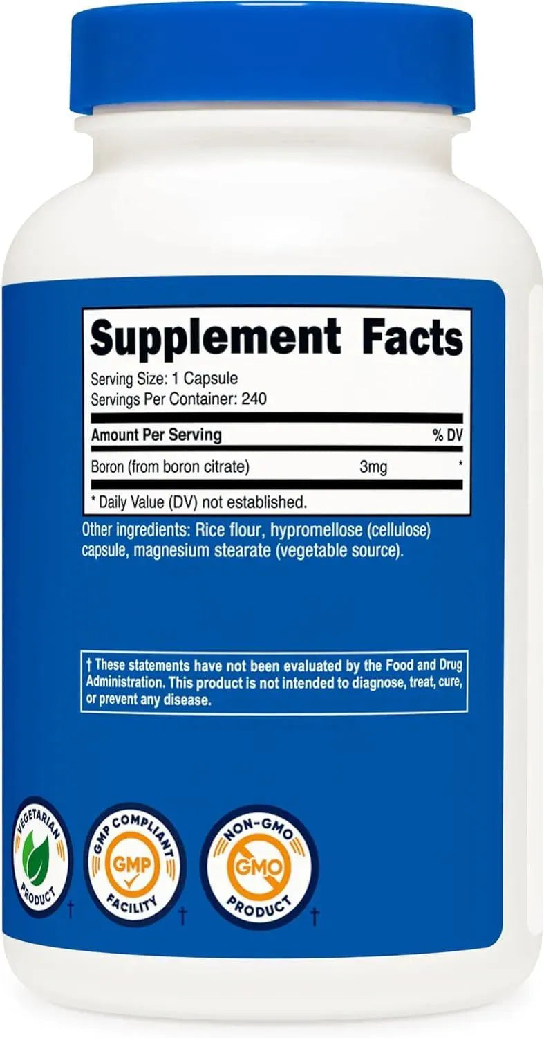 NUTRICOST - Nutricost Boron 3 Mg. 240 Capsulas - The Red Vitamin MX - Suplementos Alimenticios - {{ shop.shopifyCountryName }}