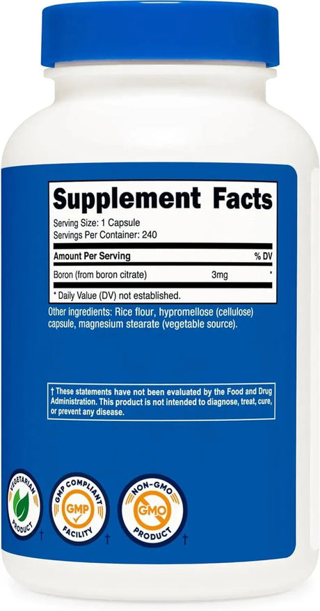 NUTRICOST - Nutricost Boron 3 Mg. 240 Capsulas - The Red Vitamin MX - Suplementos Alimenticios - {{ shop.shopifyCountryName }}