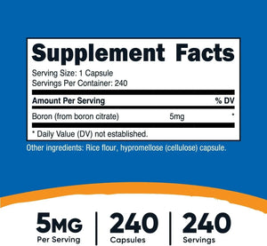 NUTRICOST - Nutricost Boron 5Mg. 240 Capsulas - The Red Vitamin MX - Suplementos Alimenticios - {{ shop.shopifyCountryName }}