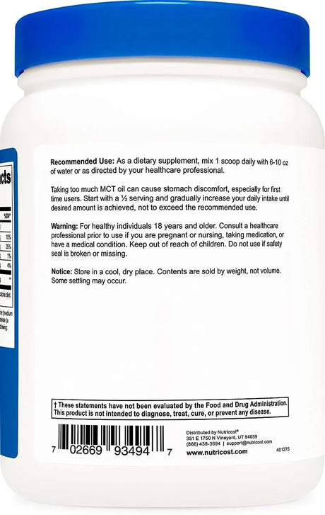 NUTRICOST - Nutricost C8 MCT Oil Powder 1Lb. - The Red Vitamin MX - Suplementos Alimenticios - {{ shop.shopifyCountryName }}