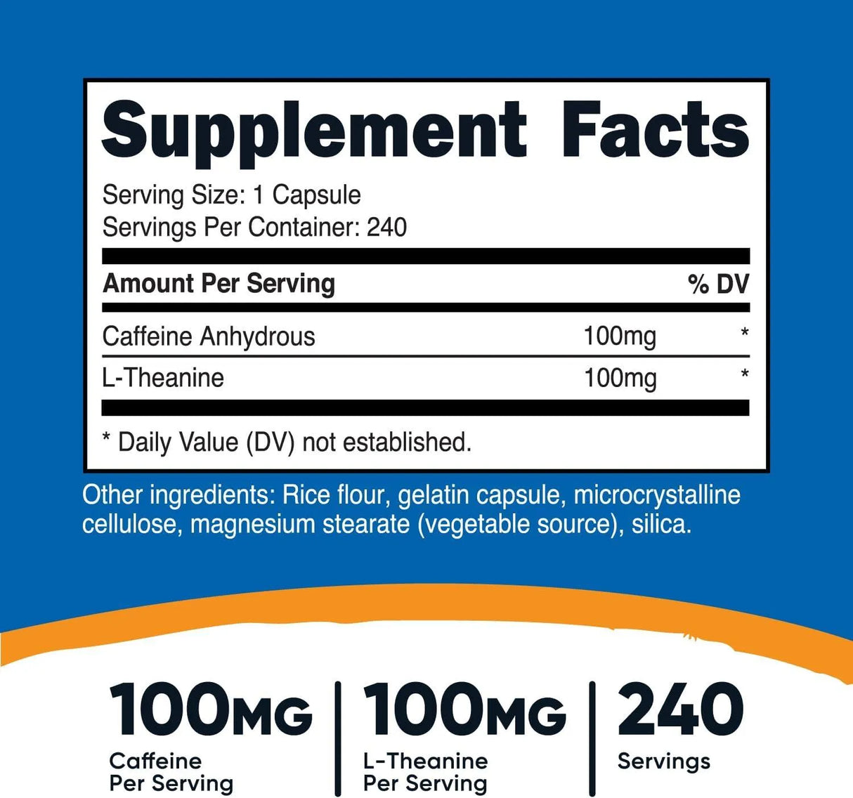 NUTRICOST - Nutricost Caffeine with L-Theanine 100Mg. 240 Capsulas - The Red Vitamin MX - Suplementos Alimenticios - {{ shop.shopifyCountryName }}