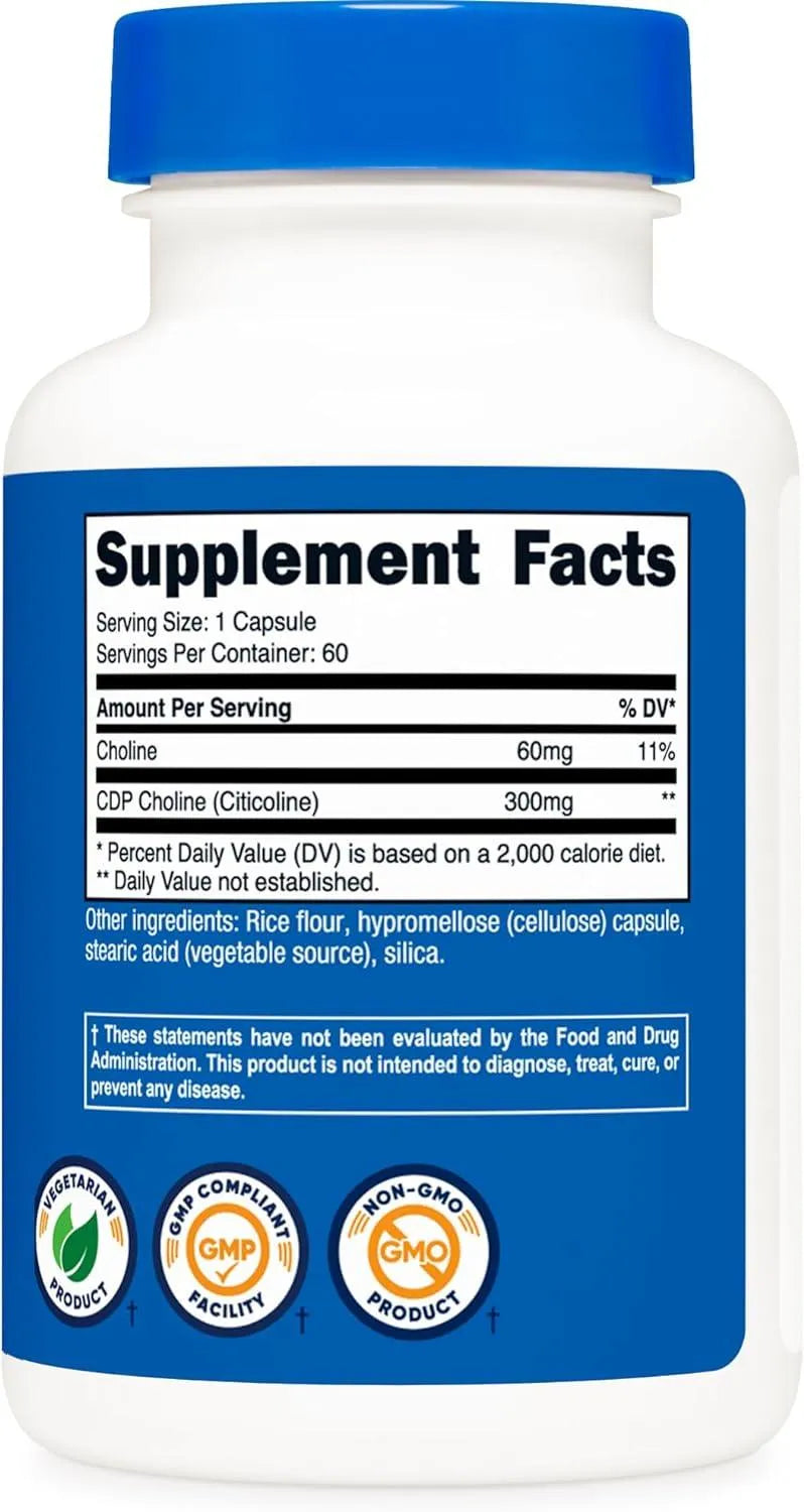 NUTRICOST - Nutricost CDP Choline (Citicoline) 300Mg. 60 Capsulas - The Red Vitamin MX - Suplementos Alimenticios - {{ shop.shopifyCountryName }}