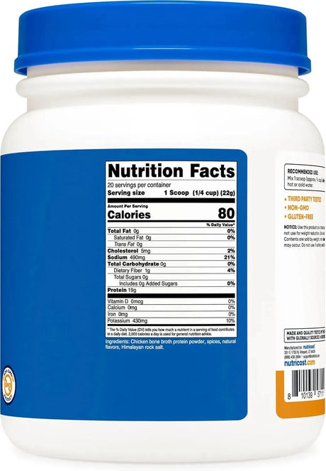 NUTRICOST - Nutricost Chicken Bone Broth Protein 20 Servicios 430Gr. - The Red Vitamin MX - Suplementos Alimenticios - {{ shop.shopifyCountryName }}