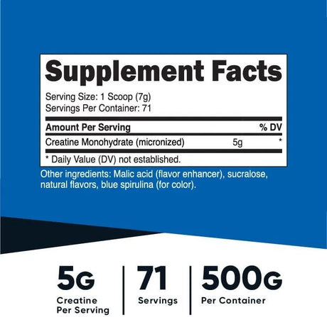 NUTRICOST - Nutricost Creatine Monohydrate Powder Blue Raspberry 71 Servicios 500Gr. - The Red Vitamin MX - Suplementos Alimenticios - {{ shop.shopifyCountryName }}