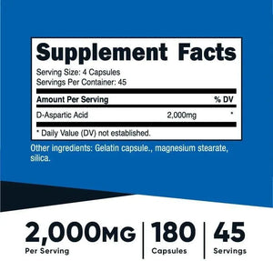 NUTRICOST - Nutricost D-Aspartic Acid 2000Mg. 180 Capsulas - The Red Vitamin MX - Suplementos Alimenticios - {{ shop.shopifyCountryName }}