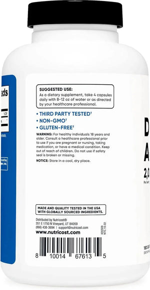 NUTRICOST - Nutricost D-Aspartic Acid 2000Mg. 180 Capsulas - The Red Vitamin MX - Suplementos Alimenticios - {{ shop.shopifyCountryName }}