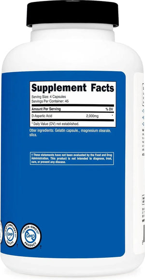 NUTRICOST - Nutricost D-Aspartic Acid 2000Mg. 180 Capsulas - The Red Vitamin MX - Suplementos Alimenticios - {{ shop.shopifyCountryName }}