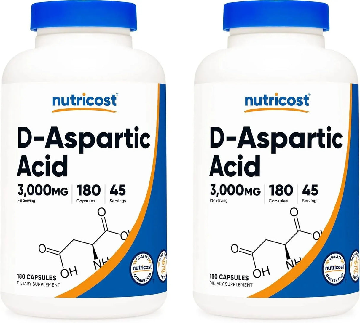 NUTRICOST - Nutricost D-Aspartic Acid (DAA) 3000Mg. 180 Capsulas 2 Pack - The Red Vitamin MX - Suplementos Alimenticios - {{ shop.shopifyCountryName }}