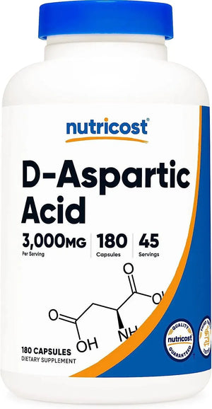 NUTRICOST - Nutricost D-Aspartic Acid (DAA) 3000Mg. 180 Capsulas - The Red Vitamin MX - Suplementos Alimenticios - {{ shop.shopifyCountryName }}