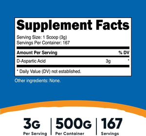 NUTRICOST - Nutricost D-Aspartic Acid (DAA) Powder 500Gr. - The Red Vitamin MX - Suplementos Alimenticios - {{ shop.shopifyCountryName }}