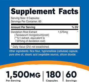 NUTRICOST - Nutricost Dandelion Root Extract 525Mg. 180 Capsulas 2 Pack - The Red Vitamin MX - Suplementos Alimenticios - {{ shop.shopifyCountryName }}