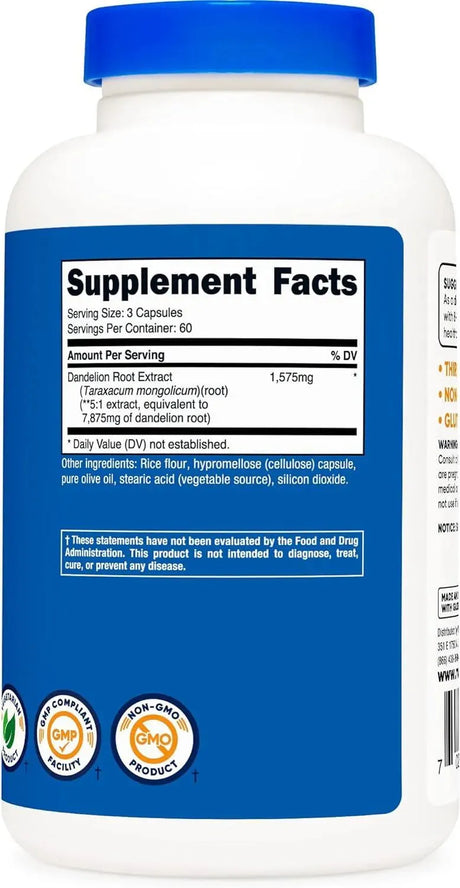 NUTRICOST - Nutricost Dandelion Root Extract 525Mg. 180 Capsulas 2 Pack - The Red Vitamin MX - Suplementos Alimenticios - {{ shop.shopifyCountryName }}