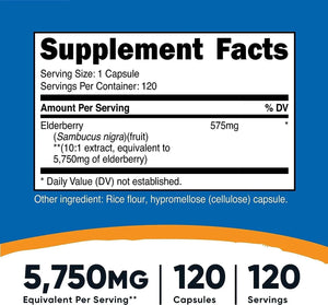 NUTRICOST - Nutricost Elderberry Capsules 575Mg. 120 Capsulas - The Red Vitamin MX - Suplementos Alimenticios - {{ shop.shopifyCountryName }}