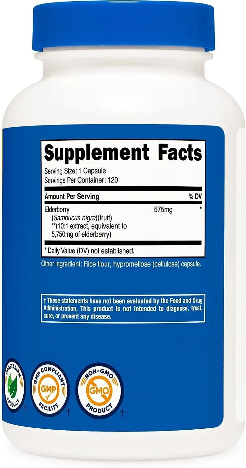 NUTRICOST - Nutricost Elderberry Capsules 575Mg. 120 Capsulas - The Red Vitamin MX - Suplementos Alimenticios - {{ shop.shopifyCountryName }}