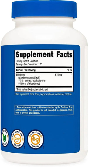 NUTRICOST - Nutricost Elderberry Capsules 575Mg. 120 Capsulas - The Red Vitamin MX - Suplementos Alimenticios - {{ shop.shopifyCountryName }}