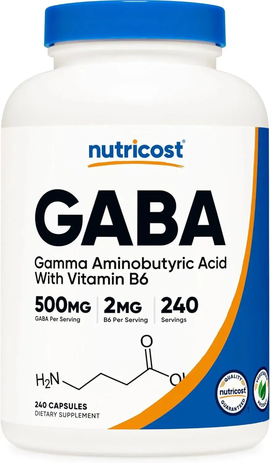 NUTRICOST - Nutricost GABA (Gamma Aminobutyric Acid) + Vitamin B6 500Mg. 240 Capsulas - The Red Vitamin MX - Suplementos Alimenticios - {{ shop.shopifyCountryName }}