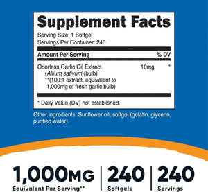 NUTRICOST - Nutricost Garlic 1000Mg. 580 Capsulas Blandas - The Red Vitamin MX - Suplementos Alimenticios - {{ shop.shopifyCountryName }}