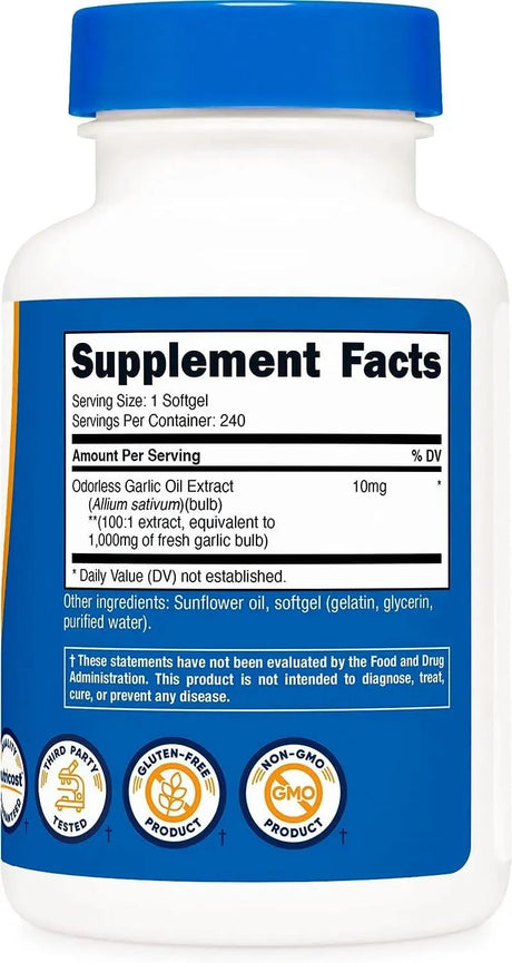 NUTRICOST - Nutricost Garlic 1000Mg. 580 Capsulas Blandas - The Red Vitamin MX - Suplementos Alimenticios - {{ shop.shopifyCountryName }}