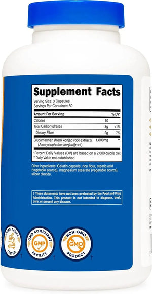 NUTRICOST - Nutricost Glucomannan 1,800Mg. 180 Capsulas 2 Pack - The Red Vitamin MX - Suplementos Alimenticios - {{ shop.shopifyCountryName }}