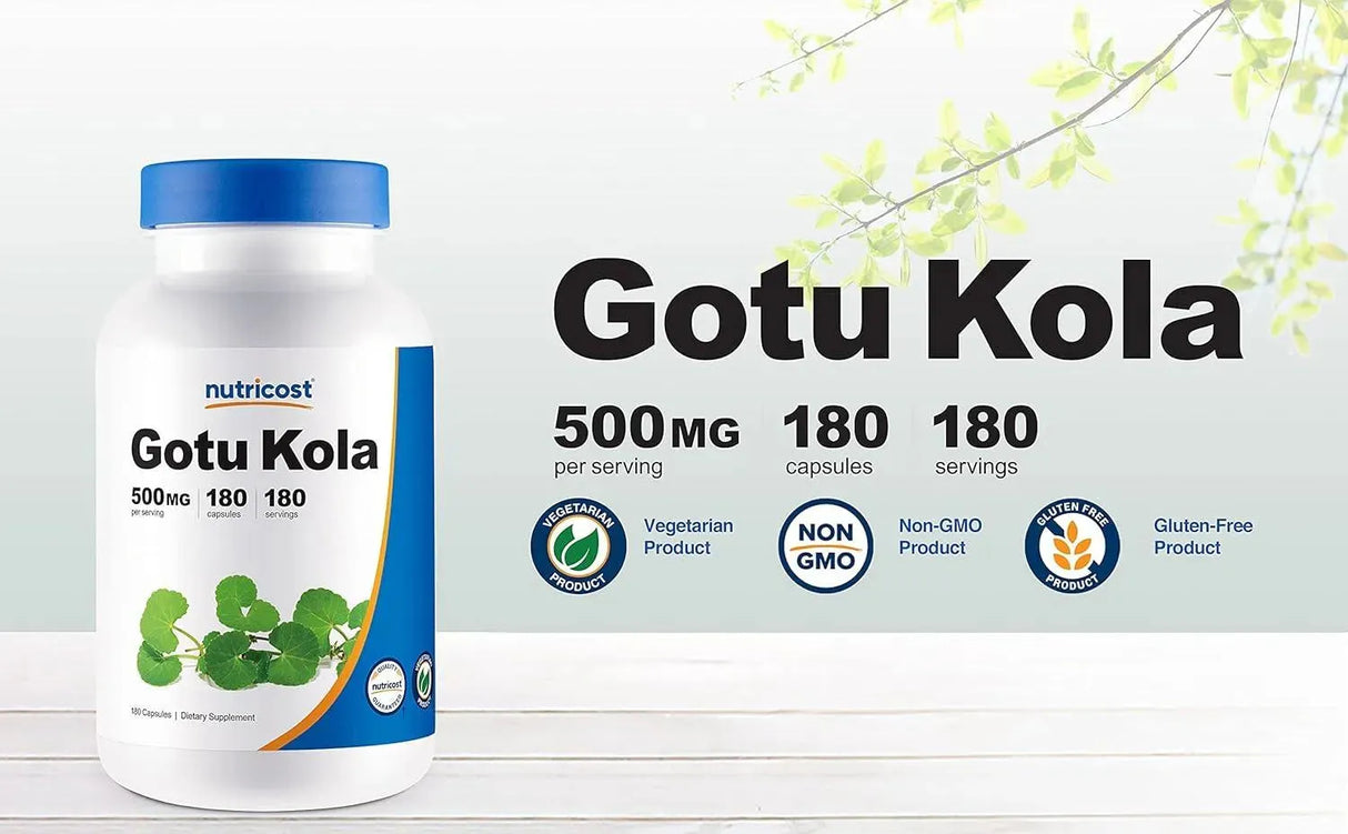 NUTRICOST - Nutricost Gotu Kola 500Mg. 180 Capsulas - The Red Vitamin MX - Suplementos Alimenticios - {{ shop.shopifyCountryName }}