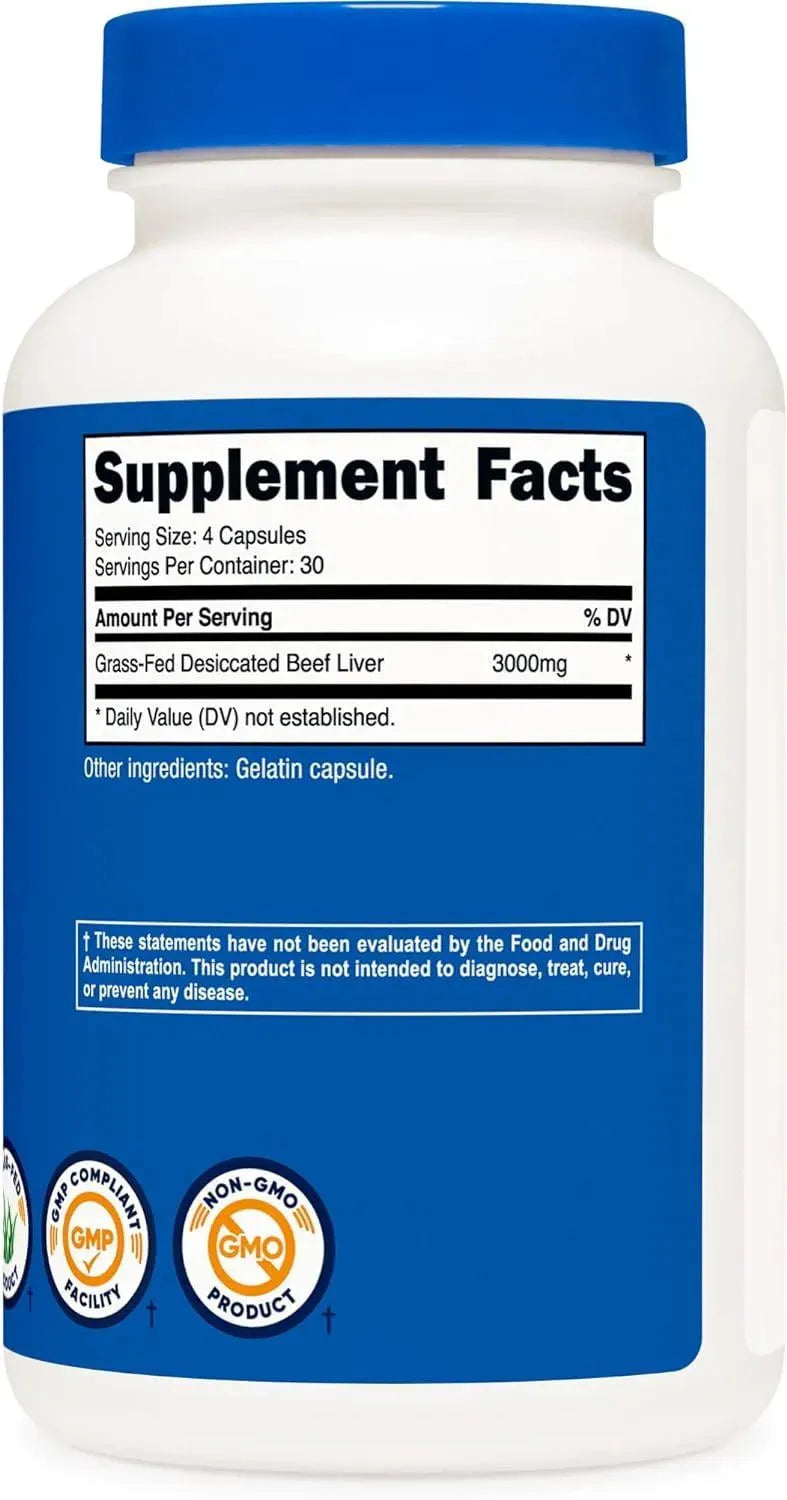 NUTRICOST - Nutricost Grass Fed Desiccated Beef Liver 3000Mg. 120 Capsulas - The Red Vitamin MX - Suplementos Alimenticios - {{ shop.shopifyCountryName }}