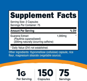 NUTRICOST - Nutricost Guarana 1000Mg. 150 Capsulas - The Red Vitamin MX - Suplementos Alimenticios - {{ shop.shopifyCountryName }}