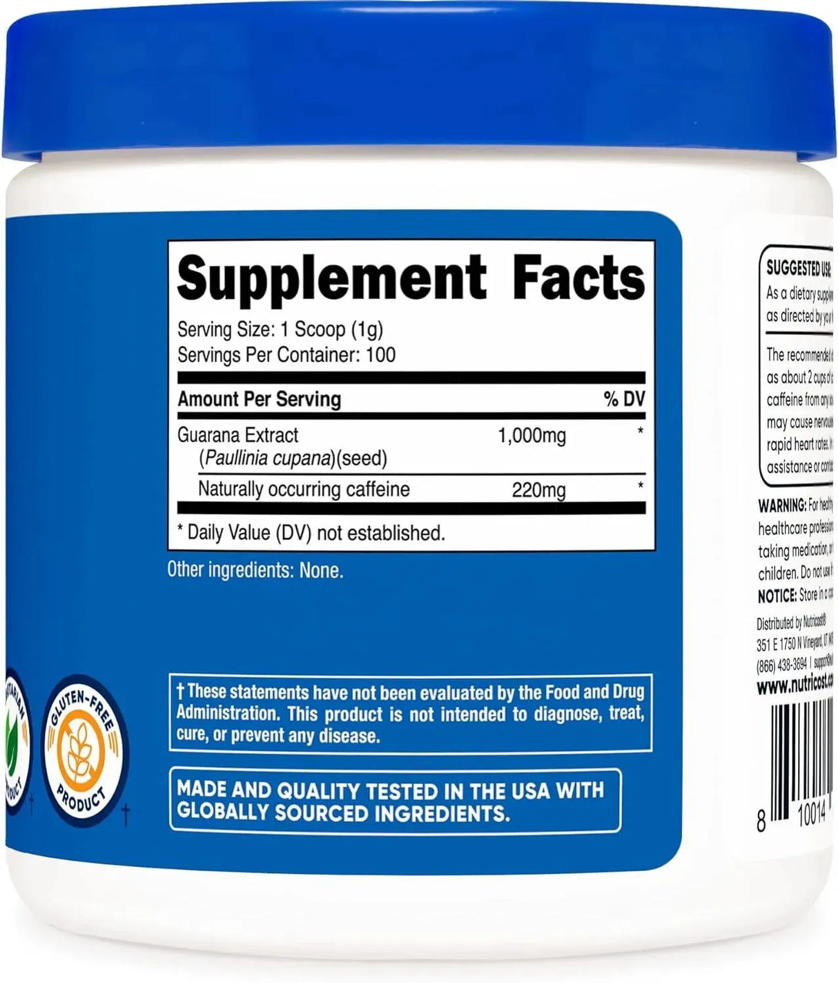 NUTRICOST - Nutricost Guarana Extract Powder 100Gr. - The Red Vitamin MX - Suplementos Alimenticios - {{ shop.shopifyCountryName }}