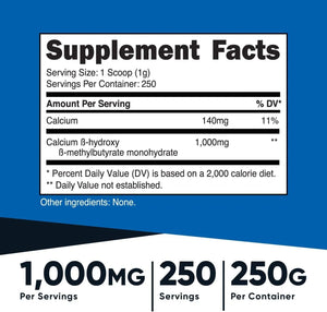 NUTRICOST - Nutricost HMB Powder 250Gr. - The Red Vitamin MX - Suplementos Alimenticios - {{ shop.shopifyCountryName }}