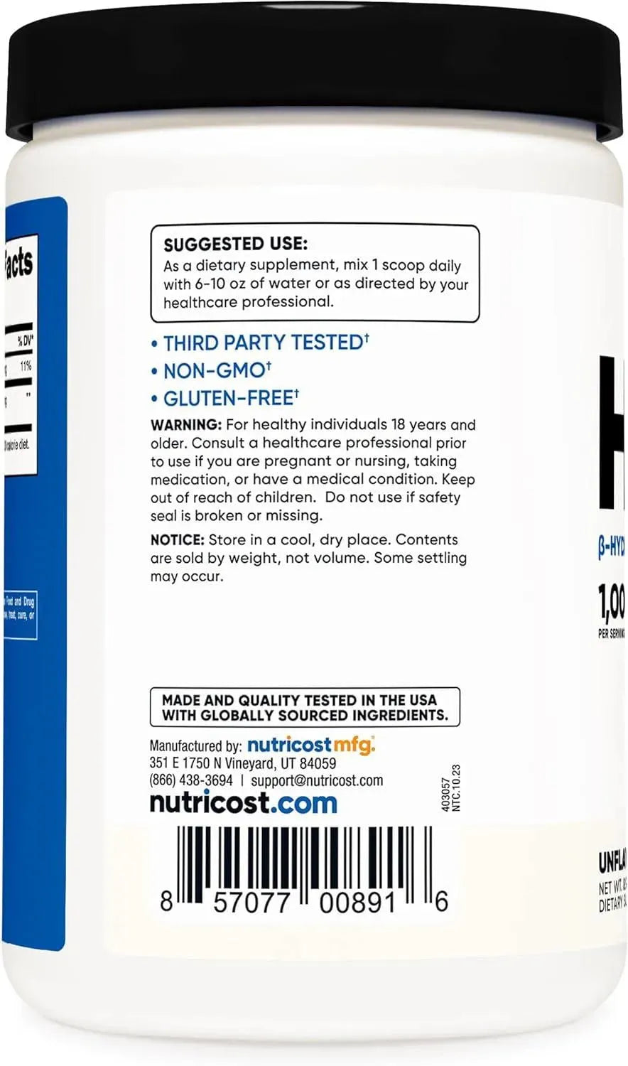 NUTRICOST - Nutricost HMB Powder 250Gr. - The Red Vitamin MX - Suplementos Alimenticios - {{ shop.shopifyCountryName }}
