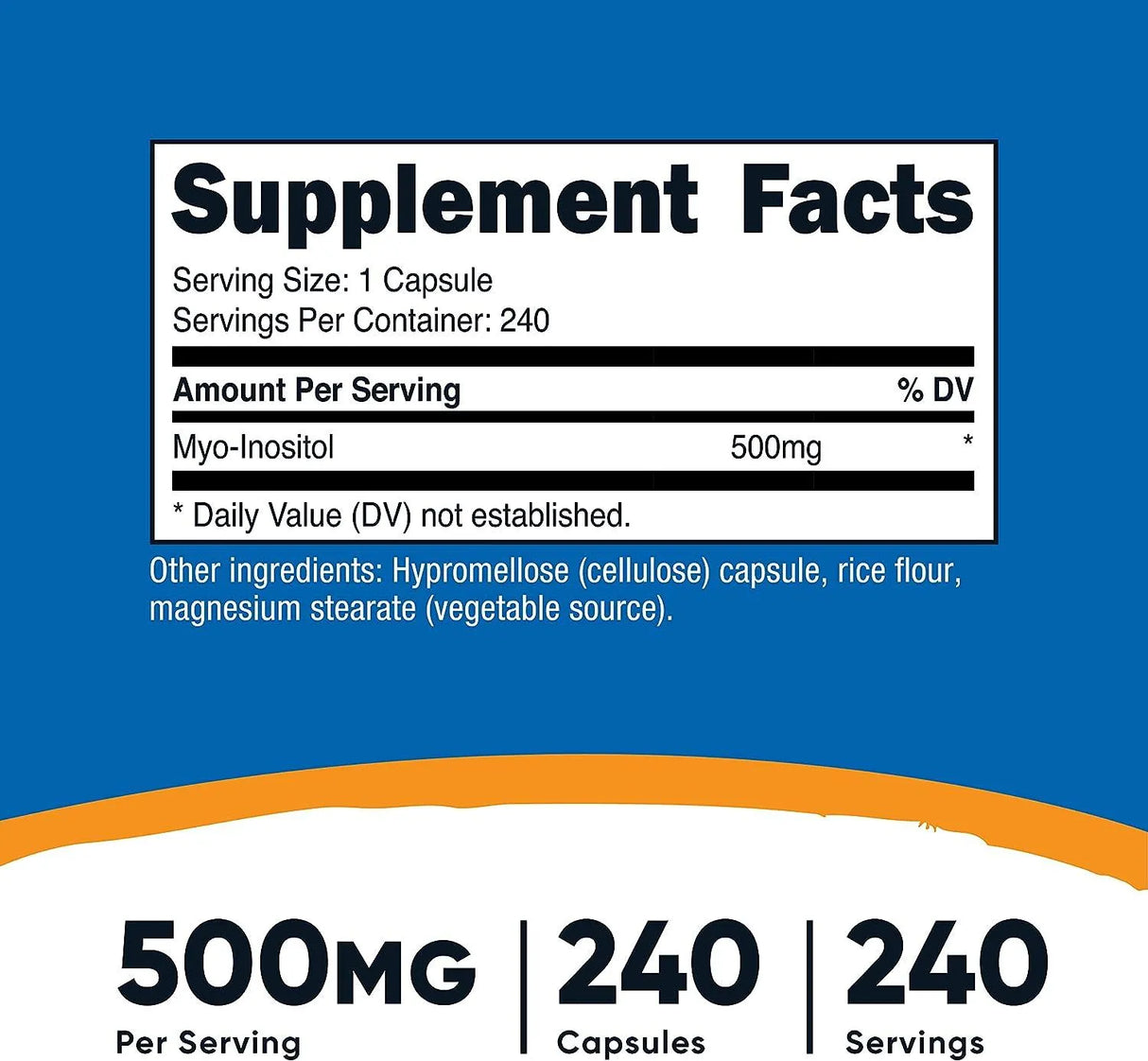 NUTRICOST - Nutricost Inositol as Myo-Inositol 500Mg. 240 Capsulas - The Red Vitamin MX - Suplementos Alimenticios - {{ shop.shopifyCountryName }}