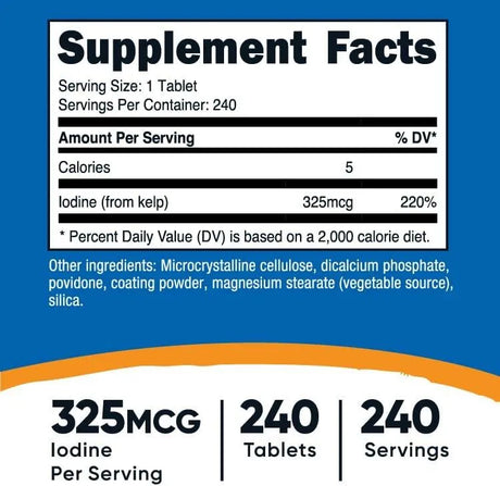 NUTRICOST - Nutricost Kelp Tablets 325Mcg. of Iodine 240 Tabletas - The Red Vitamin MX - Suplementos Alimenticios - {{ shop.shopifyCountryName }}