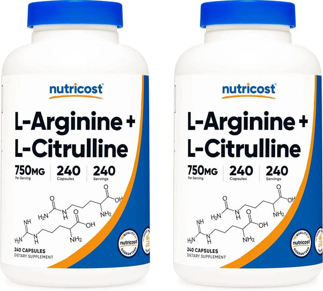NUTRICOST - Nutricost L-Arginine L-Citrulline Complex 750Mg. 240 Capsulas 2 Pack - The Red Vitamin MX - Suplementos Alimenticios - {{ shop.shopifyCountryName }}