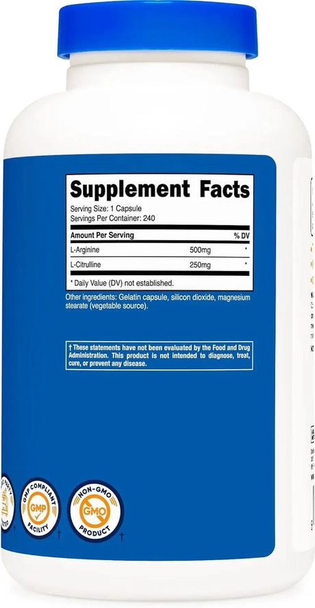 NUTRICOST - Nutricost L-Arginine L-Citrulline Complex 750Mg. 240 Capsulas 2 Pack - The Red Vitamin MX - Suplementos Alimenticios - {{ shop.shopifyCountryName }}