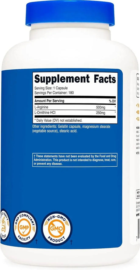 NUTRICOST - Nutricost L-Arginine L-Ornithine 750Mg. 180 Capsulas 3 Pack - The Red Vitamin MX - Suplementos Alimenticios - {{ shop.shopifyCountryName }}