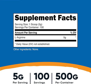NUTRICOST - Nutricost L-Arginine Powder 500Gr. - The Red Vitamin MX - Suplementos Alimenticios - {{ shop.shopifyCountryName }}
