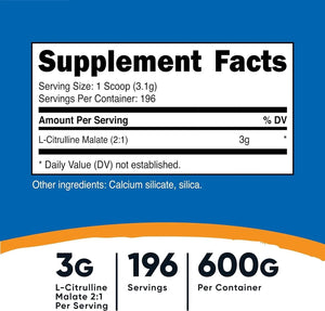 NUTRICOST - Nutricost L-Citrulline Malate (2:1) Powder 600Gr. - The Red Vitamin MX - Suplementos Alimenticios - {{ shop.shopifyCountryName }}