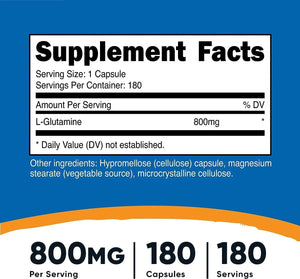 NUTRICOST - Nutricost L-Glutamine 800Mg. 180 Capsulas - The Red Vitamin MX - Suplementos Alimenticios - {{ shop.shopifyCountryName }}