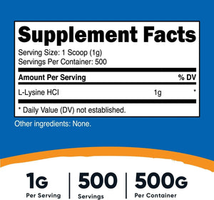 NUTRICOST - Nutricost L-Lysine Powder 500 Servicios 500Gr. - The Red Vitamin MX - Suplementos Alimenticios - {{ shop.shopifyCountryName }}