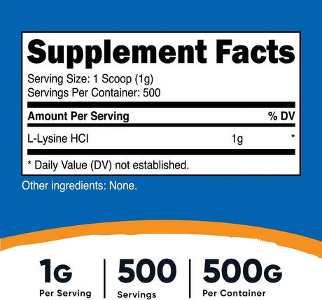 NUTRICOST - Nutricost L-Lysine Powder 500 Servicios 500Gr. - The Red Vitamin MX - Suplementos Alimenticios - {{ shop.shopifyCountryName }}