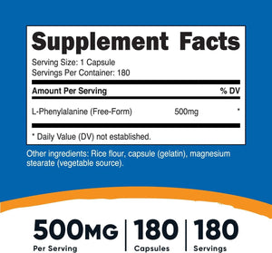 NUTRICOST - Nutricost L-Phenylalanine 500Mg. 180 Capsulas 2 Pack - The Red Vitamin MX - Suplementos Alimenticios - {{ shop.shopifyCountryName }}