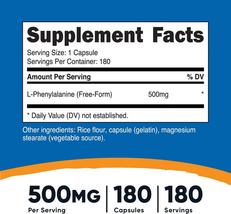 NUTRICOST - Nutricost L-Phenylalanine 500Mg. 180 Capsulas 2 Pack - The Red Vitamin MX - Suplementos Alimenticios - {{ shop.shopifyCountryName }}