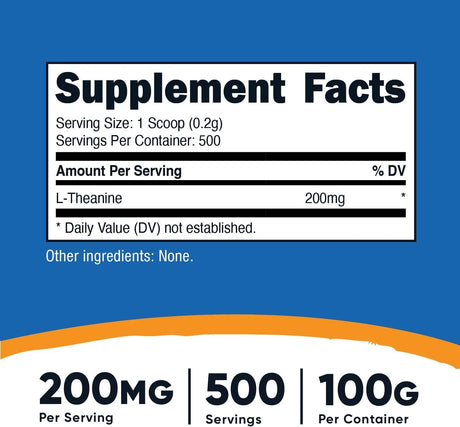 NUTRICOST - Nutricost L-Theanine Powder 500 Servicios 100Gr. - The Red Vitamin MX - Suplementos Alimenticios - {{ shop.shopifyCountryName }}