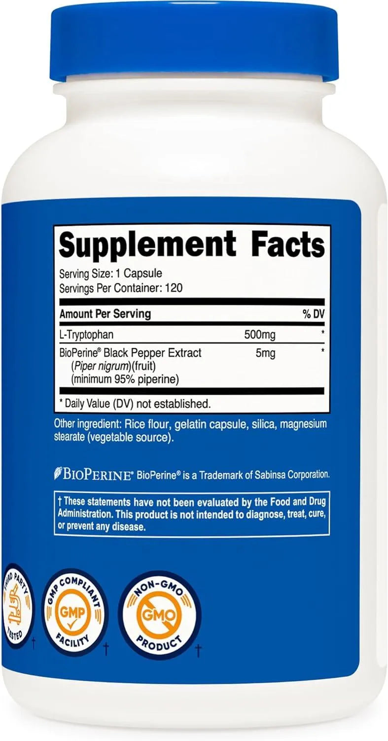 NUTRICOST - Nutricost L-Tryptophan 500Mg. 120 Capsulas - The Red Vitamin MX - Suplementos Alimenticios - {{ shop.shopifyCountryName }}