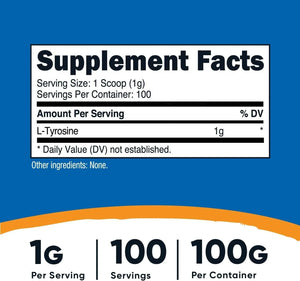 NUTRICOST - Nutricost L-Tyrosine Powder 100Gr. - The Red Vitamin MX - Suplementos Alimenticios - {{ shop.shopifyCountryName }}