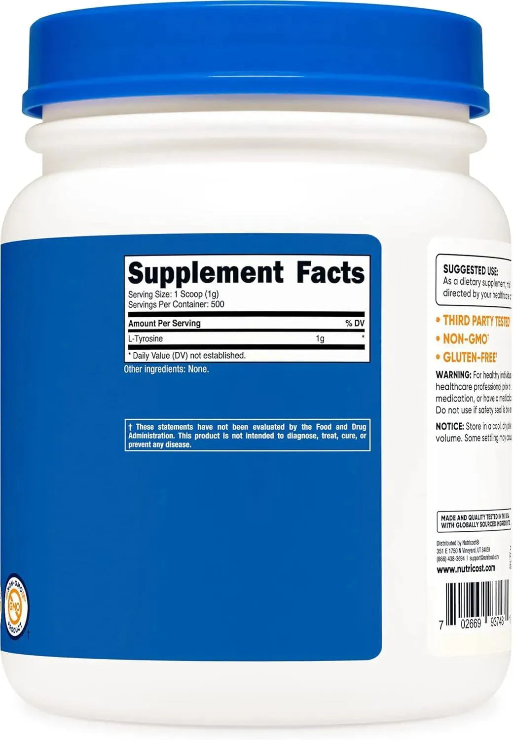 NUTRICOST - Nutricost L-Tyrosine Powder 500Gr. - The Red Vitamin MX - Suplementos Alimenticios - {{ shop.shopifyCountryName }}