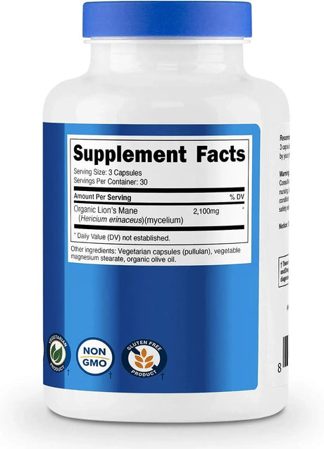 NUTRICOST - Nutricost Lion's Mane Mushroom 1650Mg. 90 Capsulas - The Red Vitamin MX - Suplementos Alimenticios - {{ shop.shopifyCountryName }}