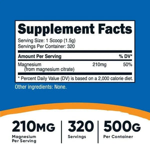 NUTRICOST - Nutricost Magnesium Citrate Powder 500Gr. - The Red Vitamin MX - Suplementos Alimenticios - {{ shop.shopifyCountryName }}